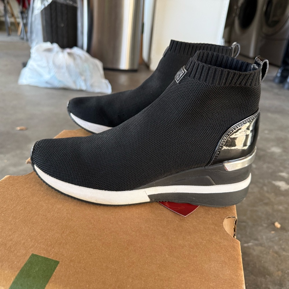 Black Slip-On Sneakers with White Sole